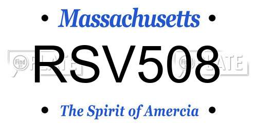 RSV508 Massachusetts License Plate