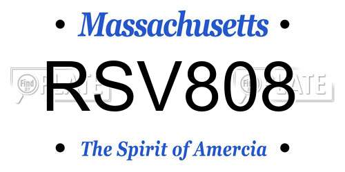 RSV808 Massachusetts License Plate