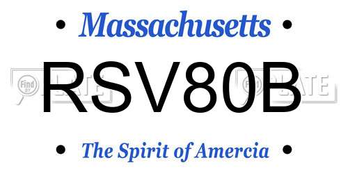 RSV80B Massachusetts License Plate