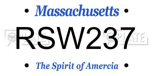 RSW237 Massachusetts License Plate