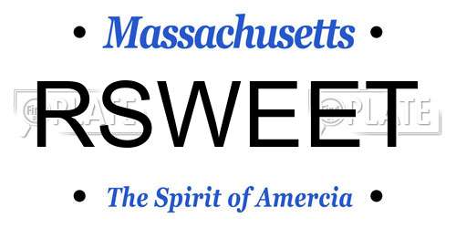 RSWEET Massachusetts License Plate