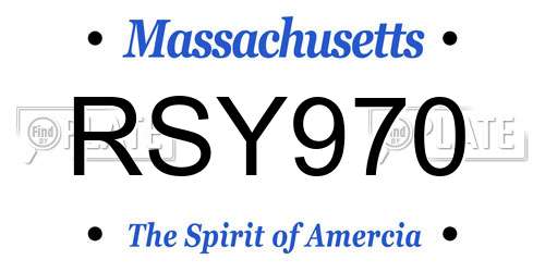 RSY970 Massachusetts License Plate