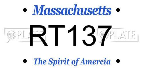 RT137 Massachusetts License Plate