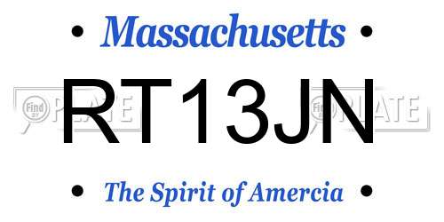RT13JN Massachusetts License Plate
