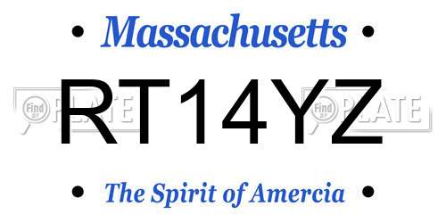 RT14YZ Massachusetts License Plate