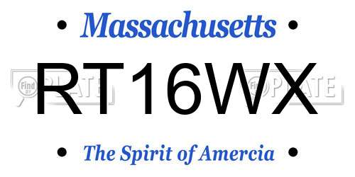 RT16WX Massachusetts License Plate