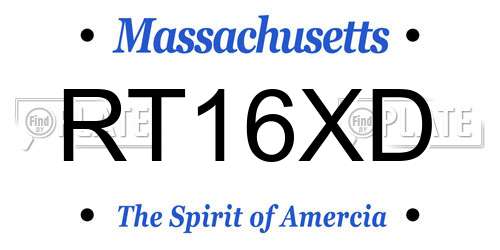 RT16XD Massachusetts License Plate