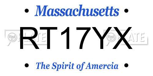 RT17YX Massachusetts License Plate