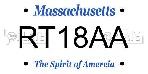 RT18AA Massachusetts License Plate