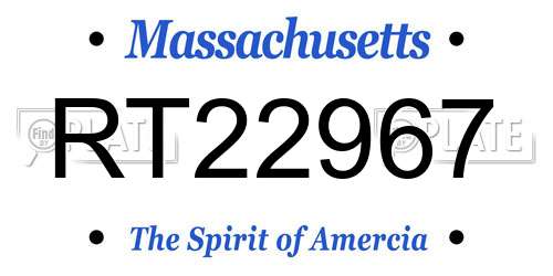 RT22967 Massachusetts License Plate