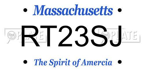 RT23SJ Massachusetts License Plate