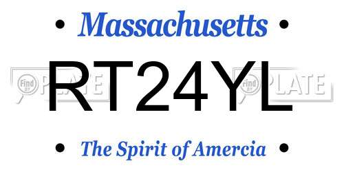 RT24YL Massachusetts License Plate