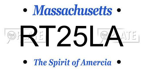 RT25LA Massachusetts License Plate
