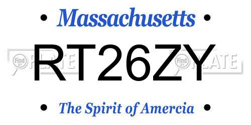 RT26ZY Massachusetts License Plate