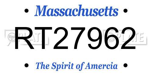 RT27962 Massachusetts License Plate