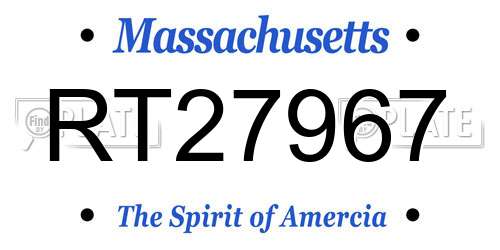 RT27967 Massachusetts License Plate