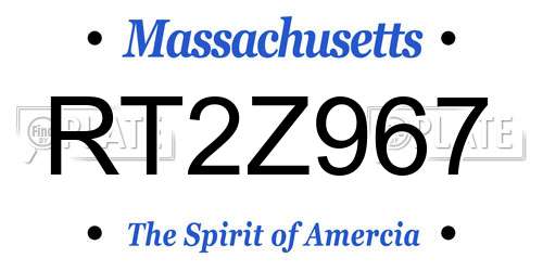 RT2Z967 Massachusetts License Plate