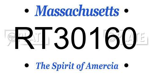 RT30160 Massachusetts License Plate