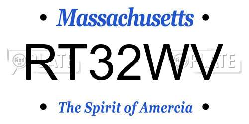 RT32WV Massachusetts License Plate