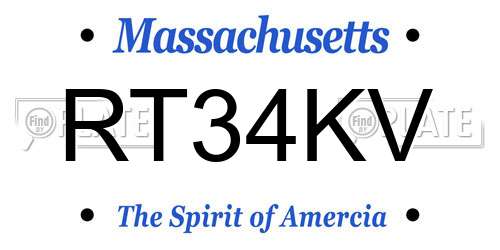 RT34KV Massachusetts License Plate