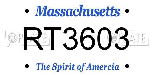 RT3603 Massachusetts License Plate