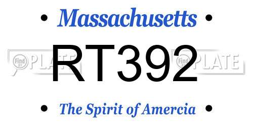 RT392 Massachusetts License Plate