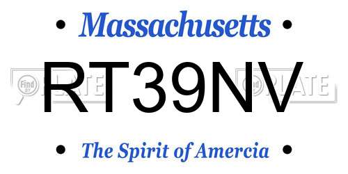 RT39NV Massachusetts License Plate