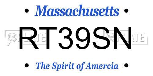 RT39SN Massachusetts License Plate