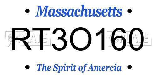 RT3O160 Massachusetts License Plate