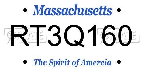 RT3Q160 Massachusetts License Plate