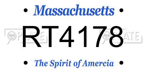 RT4178 Massachusetts License Plate