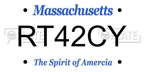 RT42CY Massachusetts License Plate