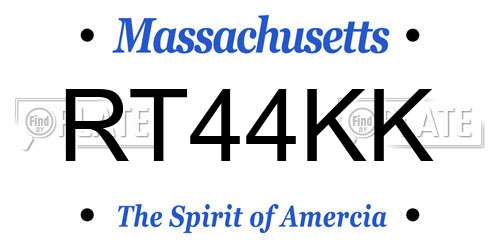 RT44KK Massachusetts License Plate