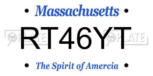 RT46YT Massachusetts License Plate