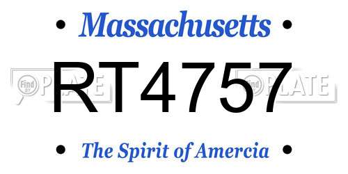 RT4757 Massachusetts License Plate