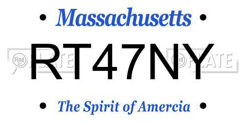 RT47NY Massachusetts License Plate