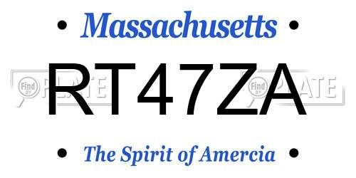 RT47ZA Massachusetts License Plate