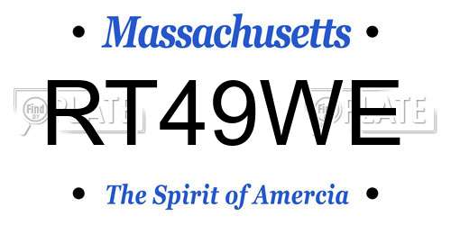 RT49WE Massachusetts License Plate