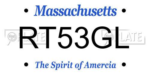 RT53GL Massachusetts License Plate