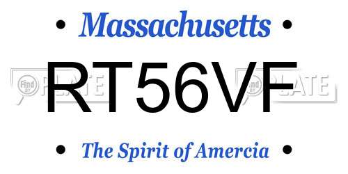 RT56VF Massachusetts License Plate