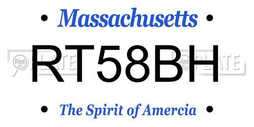RT58BH Massachusetts License Plate