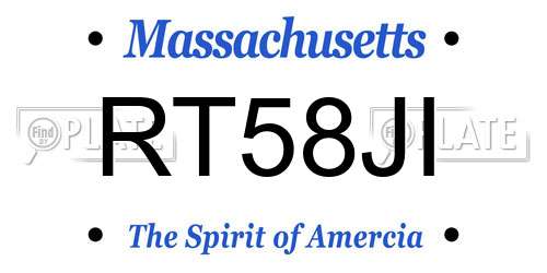 RT58JI Massachusetts License Plate