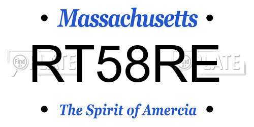 RT58RE Massachusetts License Plate