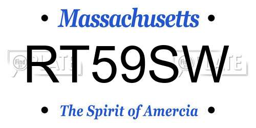 RT59SW Massachusetts License Plate