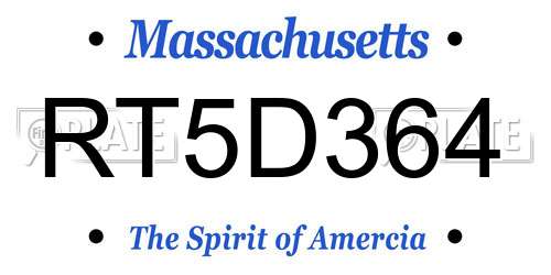 RT5D364 Massachusetts License Plate