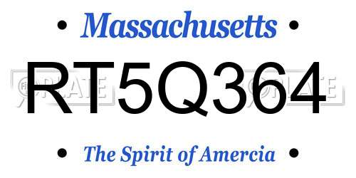 RT5Q364 Massachusetts License Plate