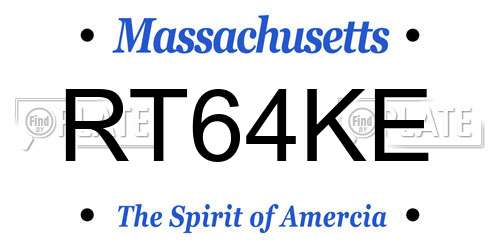 RT64KE Massachusetts License Plate