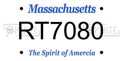 RT7080 Massachusetts License Plate