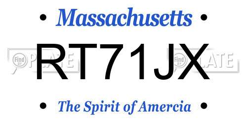 RT71JX Massachusetts License Plate
