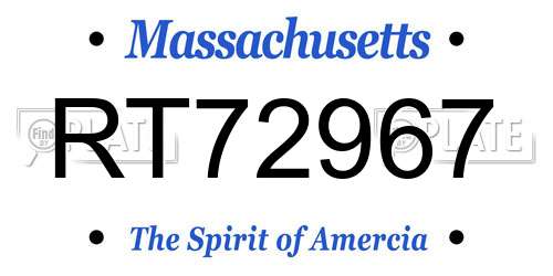 RT72967 Massachusetts License Plate